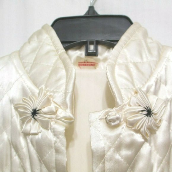 Vintage Japan Quilted Kimono Satin Robe Ivory Embroidered Size M (NEW) - Picture 6 of 8